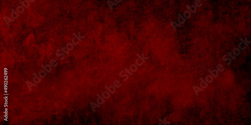 Red grunge texture and scratches concrete wall texture, Scary concrete wall texture as background. red smooth concrete wall background