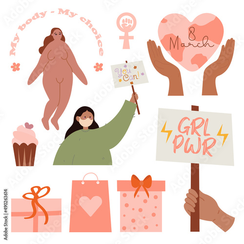 International Women s day 2022 concept. Celebrate women s achievement. Raise awareness against bias. Take action for equality.