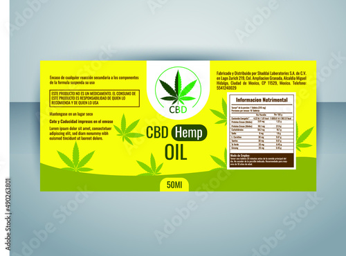 CBD hemp oil label design vector illustration 