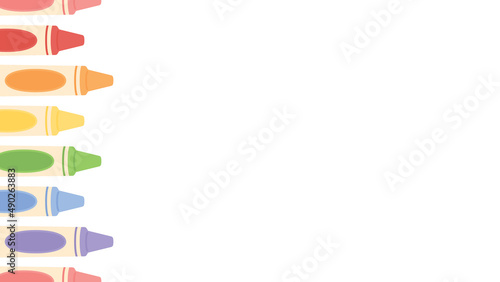Cute pastel colored crayons side border seamless pattern background. Flat vector illustration. Back to school concept.