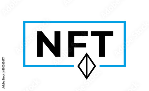 NFT Blockchain simple banner. Non Fungible Token background template.