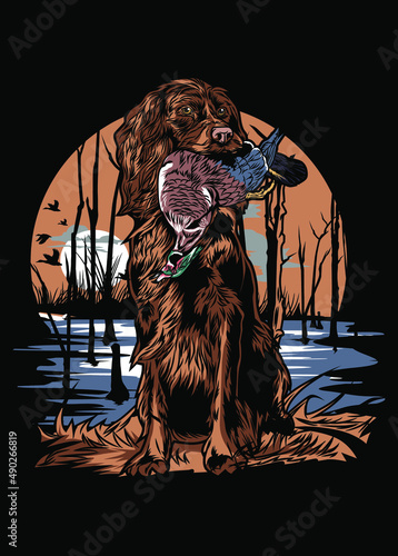 HUNTING DOG IN SWAMP

