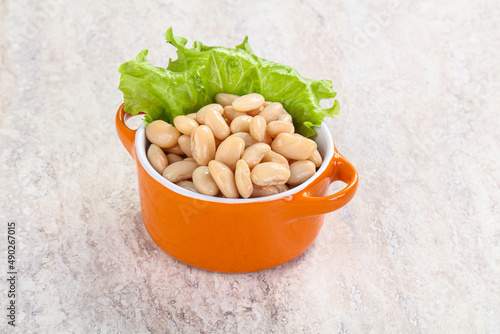 White canned beans for vegan suisine photo