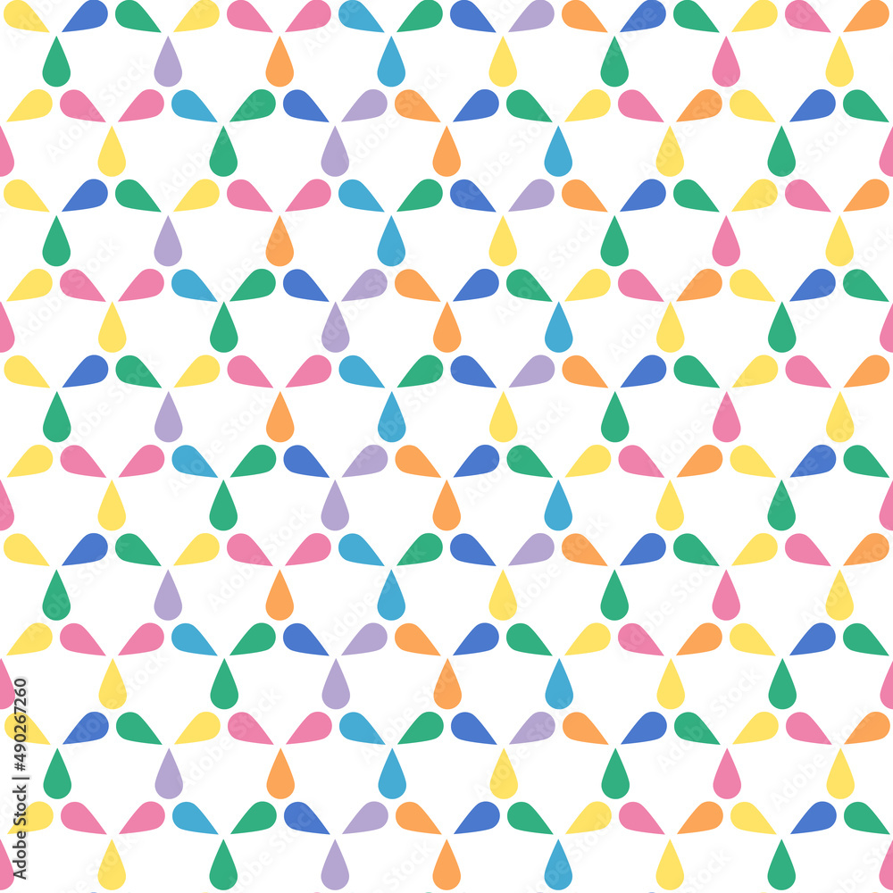 Fototapeta premium Colorful rotating rain drops seamless pattern