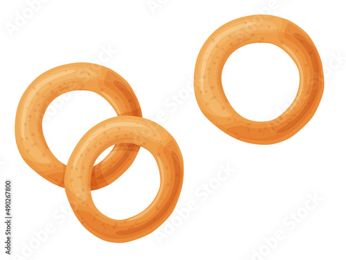 Bagel toast. Russian bakery product in cartoon style. Fresh healthy food.