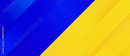 Yellow blue dynamic abstract background. Modern Ukraine. Ukrainian vector flag. Fresh business banner breaking news, poster, banner. Fast moving 3d lines with soft shadow. Stop the war. Pray for us