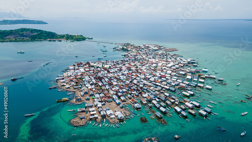 Aerial shot of Bungin island is the MOST POPULATED Island in the world after Earthquake 7.0 M Lombok photo