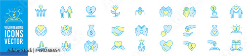 Volunteering icons set. Outline set of volunteering vector icons for web design isolated on white background