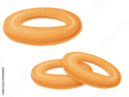 Bagel toast. Russian bakery product in cartoon style. Fresh healthy food.