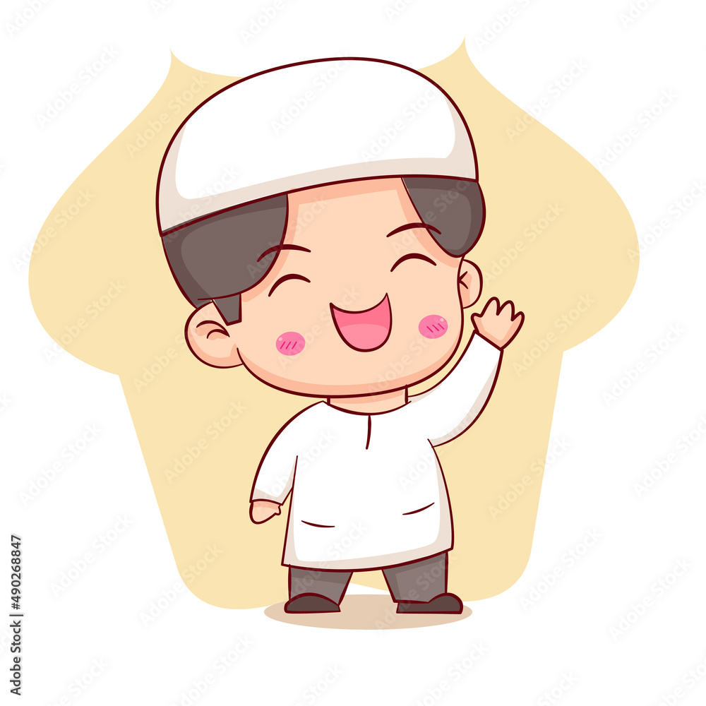 Cute Moslem boy cartoon character