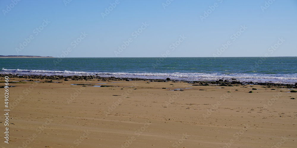beach in vendee atlantic french coast in west France in web header panorama