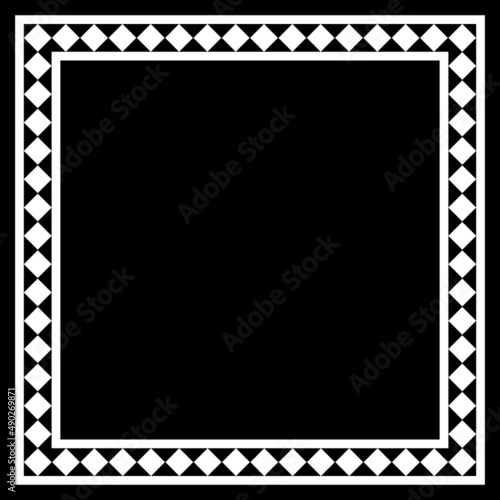 Abstract Aztec frame. Black square frames with tribal patterns. Vector Illustration. Classic border diamond template.