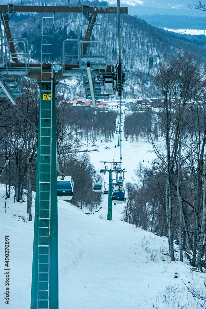 Naklejka premium Ropeway on the Barukiani slope
