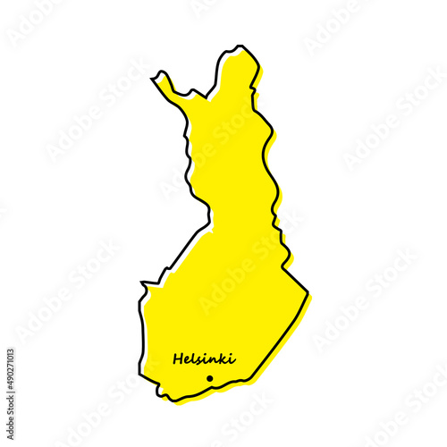 Simple outline map of Finland with capital location