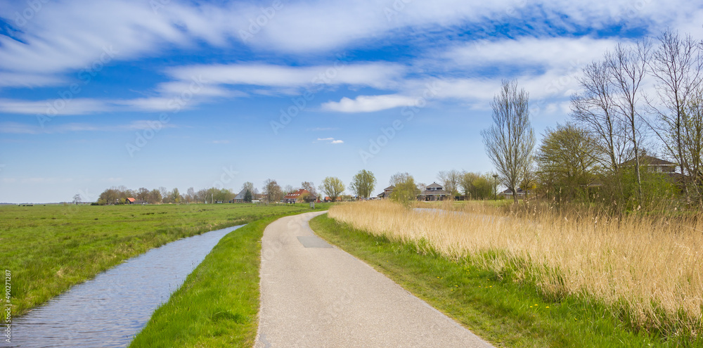 Panorama of the landscape on the Burd island in Friesland, Netherlands