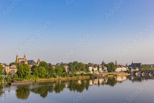 Skyline of the old town center at dawn in Maastricht, Netherlands