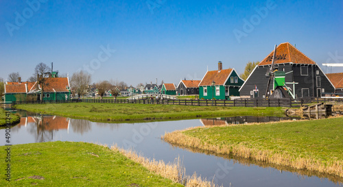 Canals in the historic village of Zaanse Schans, Netherlands