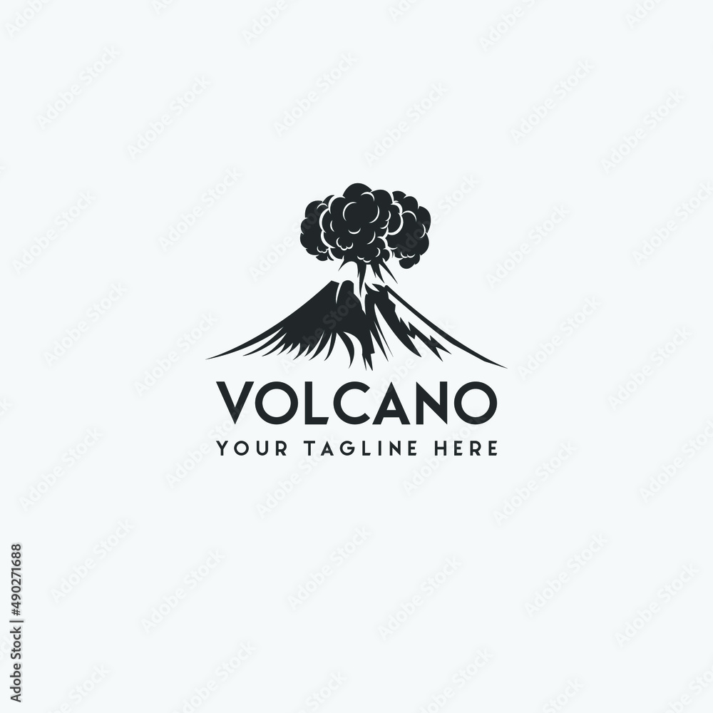 simple volcano logo design inspirations.Simple illustration of volcano mountain vector logo for web design - obrazy, fototapety, plakaty 