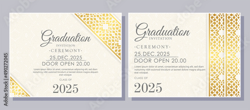 Elegant graduation invitation template with ornamental border