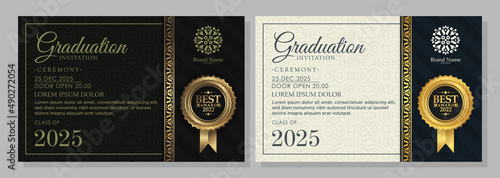 Elegant graduation invitation template with ornament
