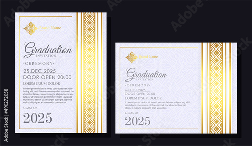 Elegant graduation invitation template with ornamental border
