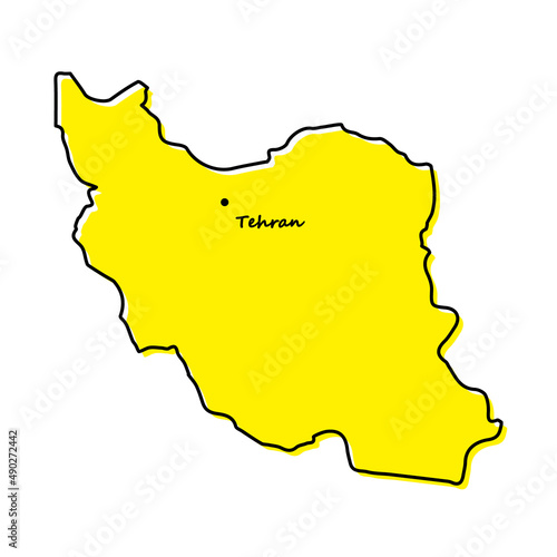 Simple outline map of Iran with capital location