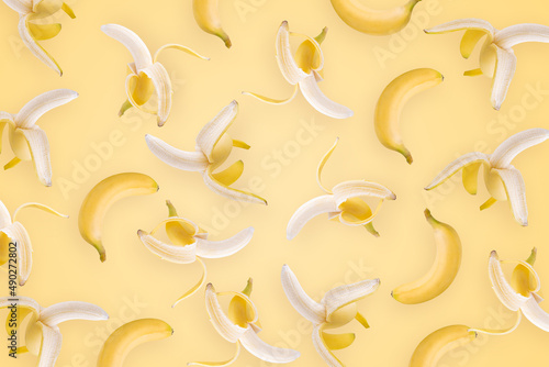 yellow Banana on a yellow wallpaper background