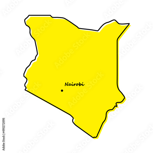 Simple outline map of Kenya with capital location