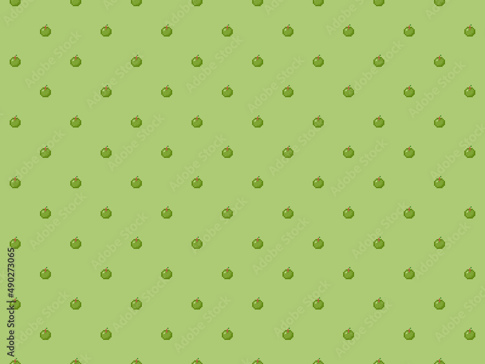 Pixel 8 bit green apple background - high res seamless pattern Pixel 8 bit green apple background - high res seamless pattern