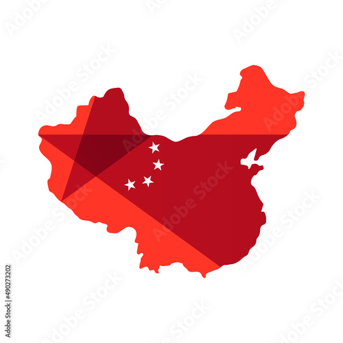 Icon of the redesign flag of China in the form of a map. 