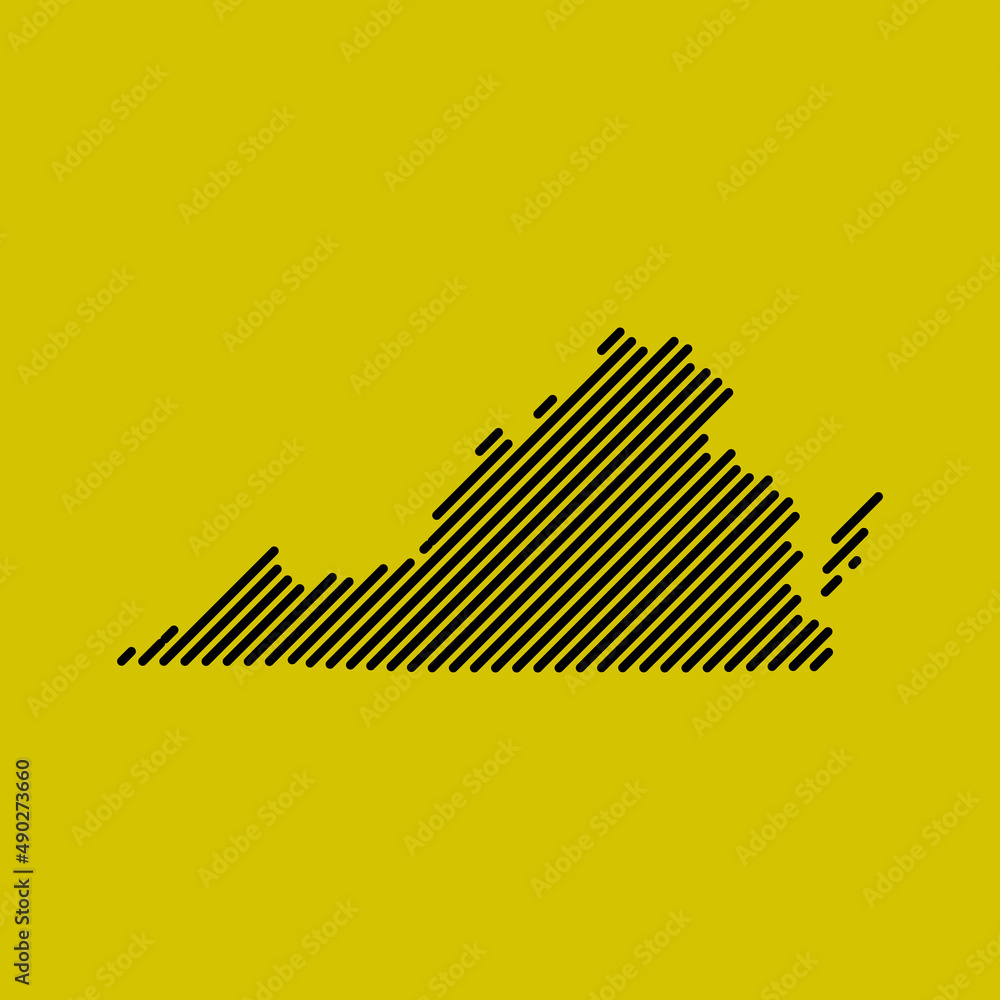 Virginia tech digital logo vector icon. Virginia map outline. Virginia tech digital logo vector icon. Virginia map outline.