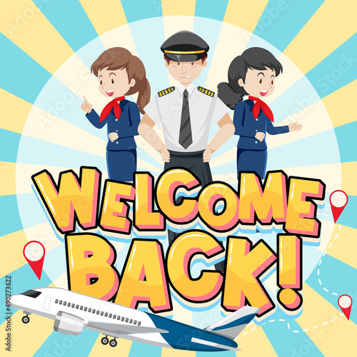 Covid Safe Travel banner with aircrews cartoon characters
