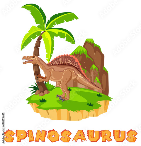 Spinosaurus standing on green grass