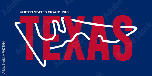 Texas grand prix race track. circuit for motorsport and autosport. Vector illustration.