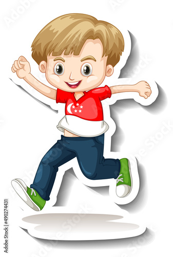 Singaporean boy cartoon character sticker
