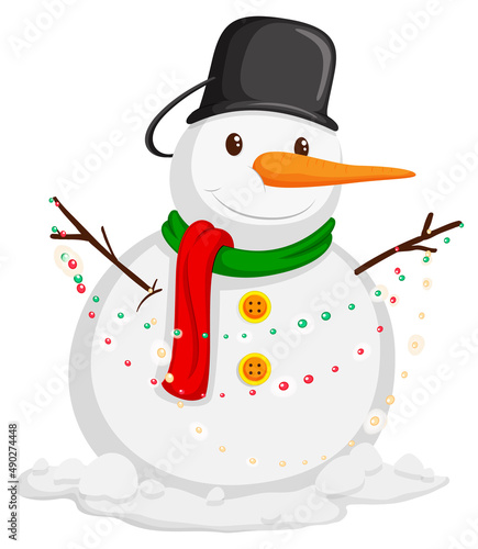Christmas snowman in cartoon style