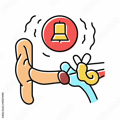 tinnitus health problem color icon vector illustration