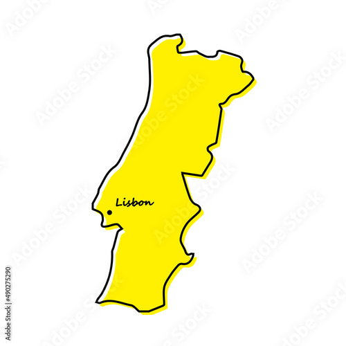 Simple outline map of Portugal with capital location