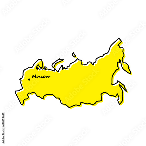 Simple outline map of Russia with capital location