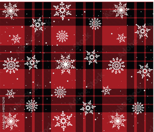 vector snowy snowflake flakes seamless pattern winter pattern red background Plaid, plaid pattern vector background