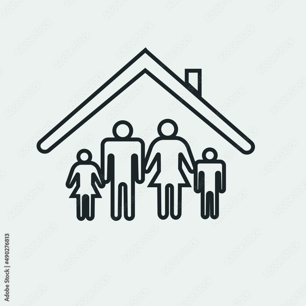 Family in house vector icon illustration sign Family in house vector icon illustration sign
