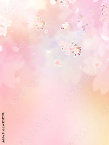 Pastel color background material with cherry blossoms
