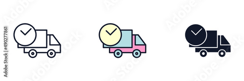 fast delivery truck icon symbol template for graphic and web design collection logo vector illustration