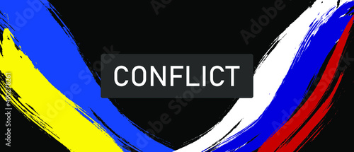 Russian and Ukrainian flag background. Conflict between Russia and Ukraine war concept. Vector background illustration EPS 10