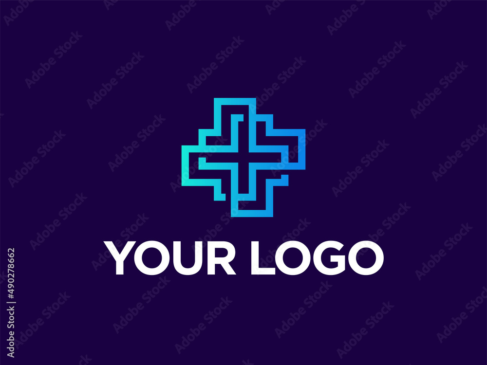 Obraz premium Modern professional icon cross in pharmacy industry