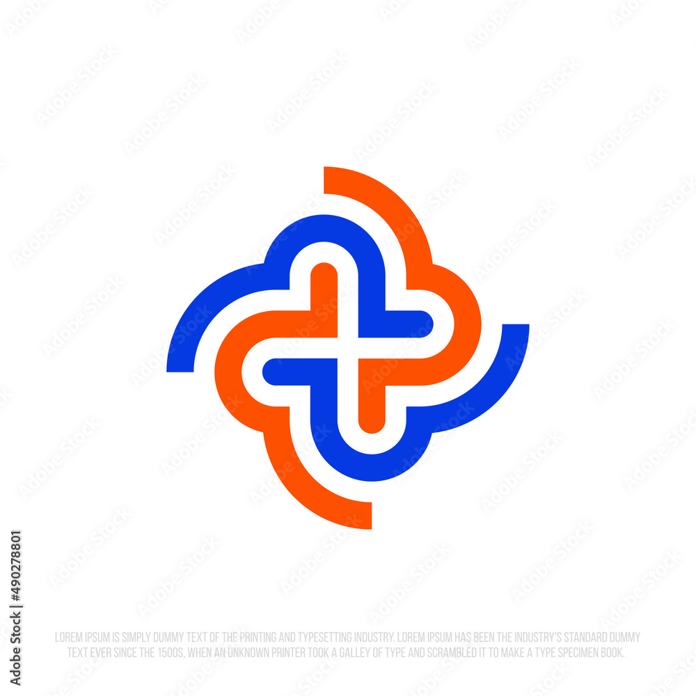 Obraz premium Modern professional icon cross in pharmacy industry