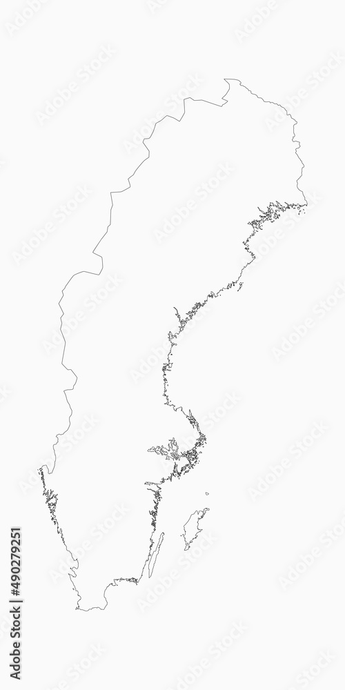 Vector outline map Sweden, template Europe country