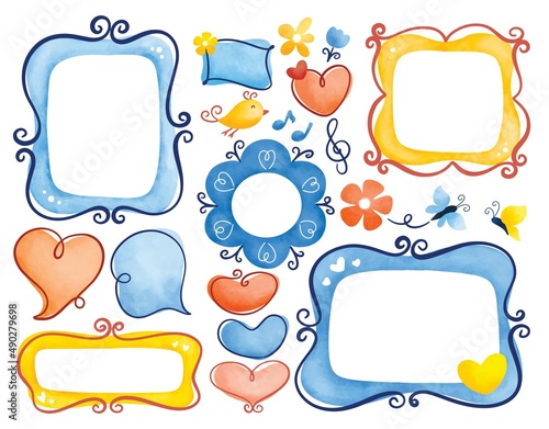 water color style frame doodles vector illustration