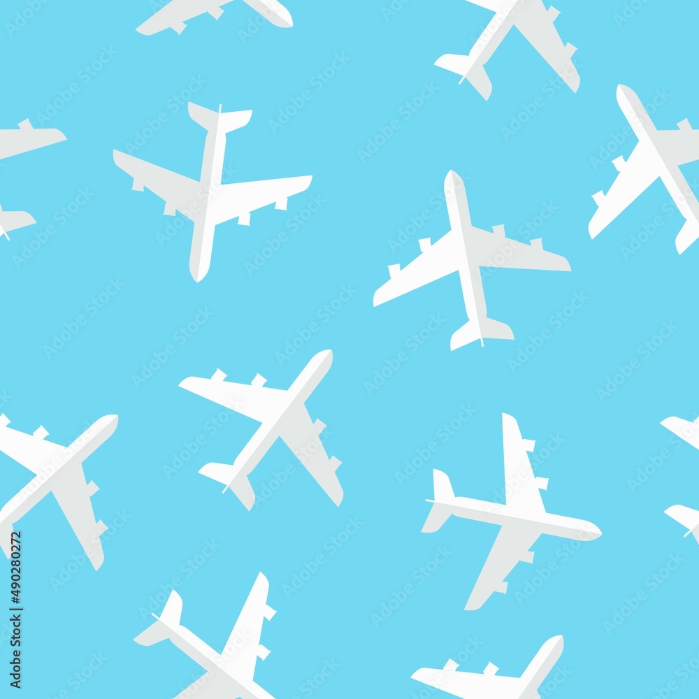 Planes Pattern. Vector Seamless pattern or background with planes