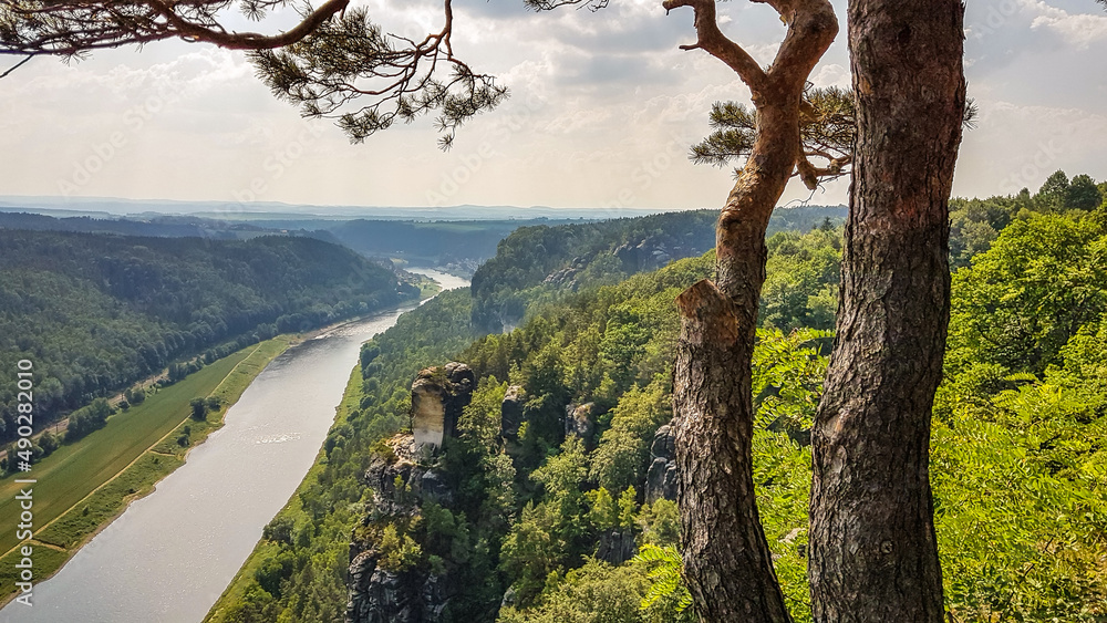 Bastion view of the Elbe and the city of Wehlen, Saxony, Germany Bastion view of the Elbe and the city of Wehlen, Saxony, Germany